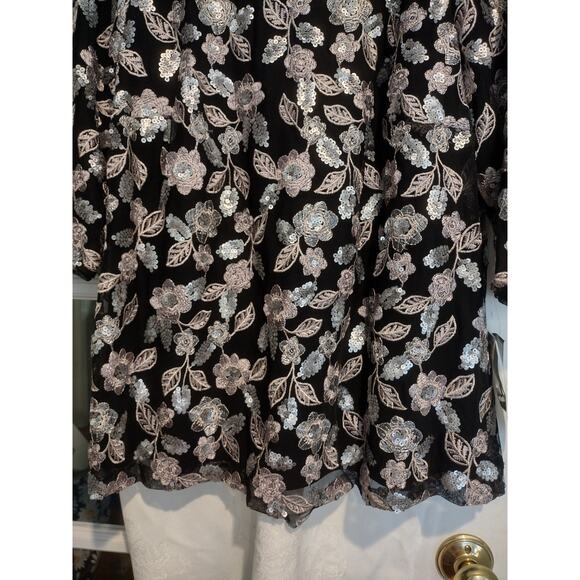 NWT Alex Evenings Womens Metallic Sequin Floral Top 1X Festive Christmas Elegant - Picture 3 of 10